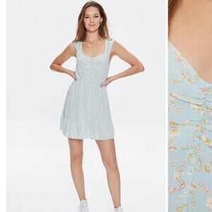 Forever 21 Floral Print Cutout Mini Dress